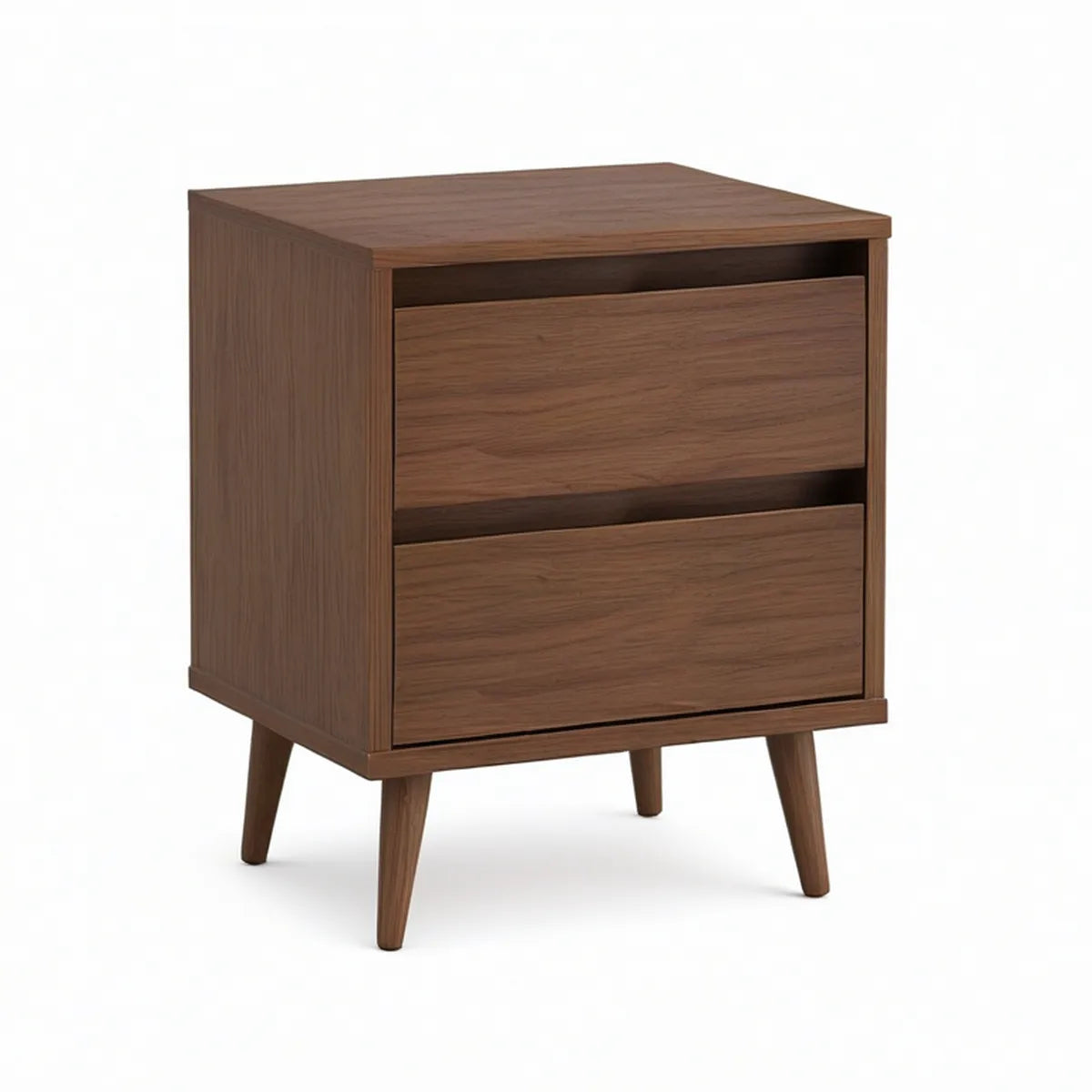 Mesa de Cabeceira em MDF Efeito Nogueira com 2 Gavetas, 45 x 35 x 60 cm, Castanho