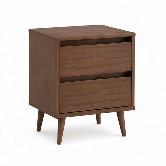 Mesa de Cabeceira em MDF Efeito Nogueira com 2 Gavetas, 45 x 35 x 60 cm, Castanho