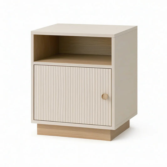 Mesa de Cabeceira Retangular em MDF Bege e Carvalho Claro, 45 x 40 x 60 cm