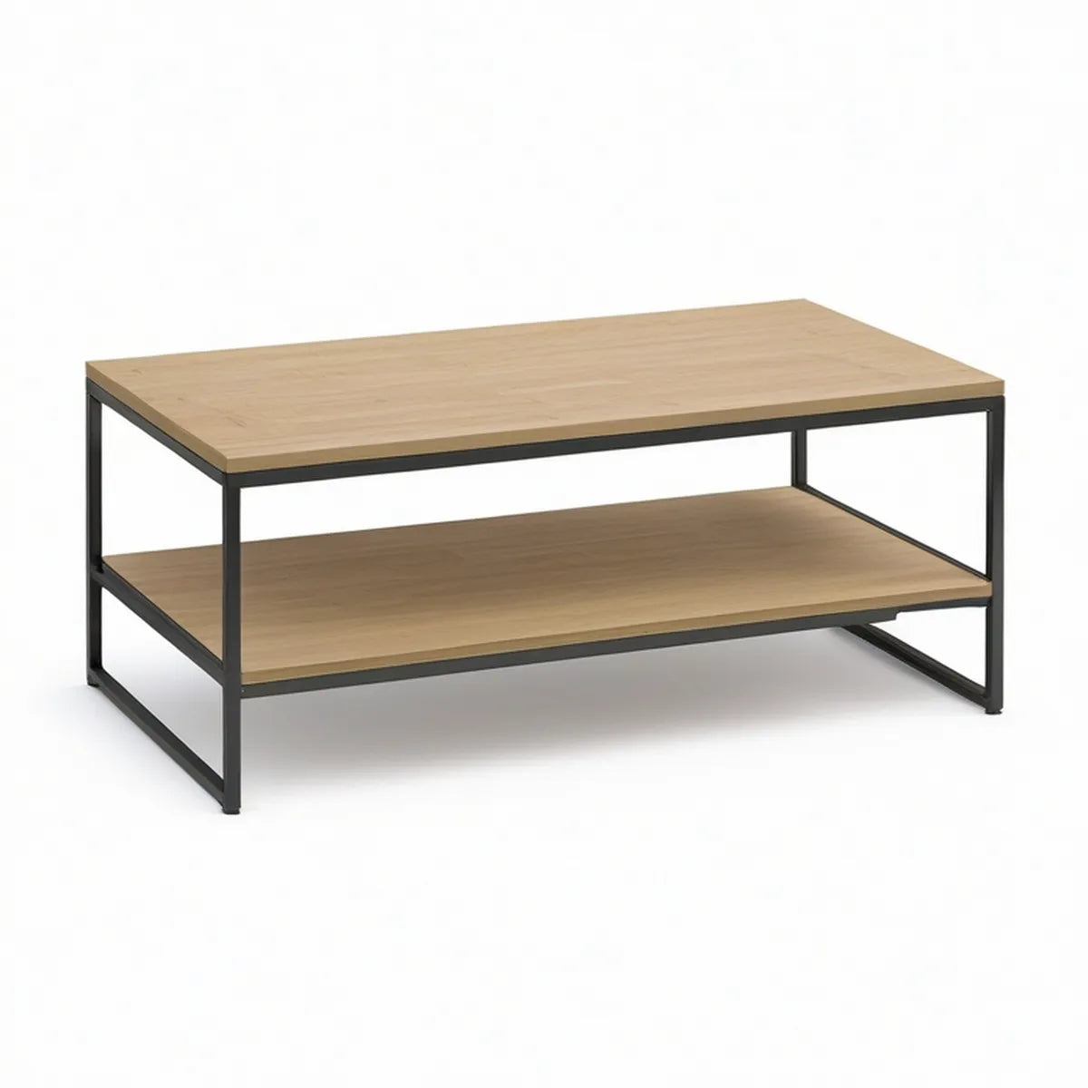 Mesa de Centro Retangular com Prateleira Inferior 100 x 60 x 45 cm Carvalho Claro e Preto