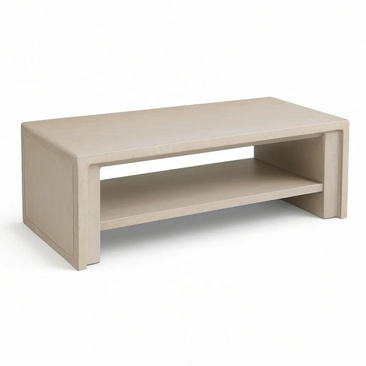 Mesa de centro retangular em MDF Bege Claro com Prateleira 100 x 60 x 45 cm