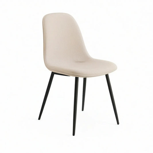 Cadeira de jantar estofada 46 x 56 x 83 cm em bouclé bege com pernas de aço preto