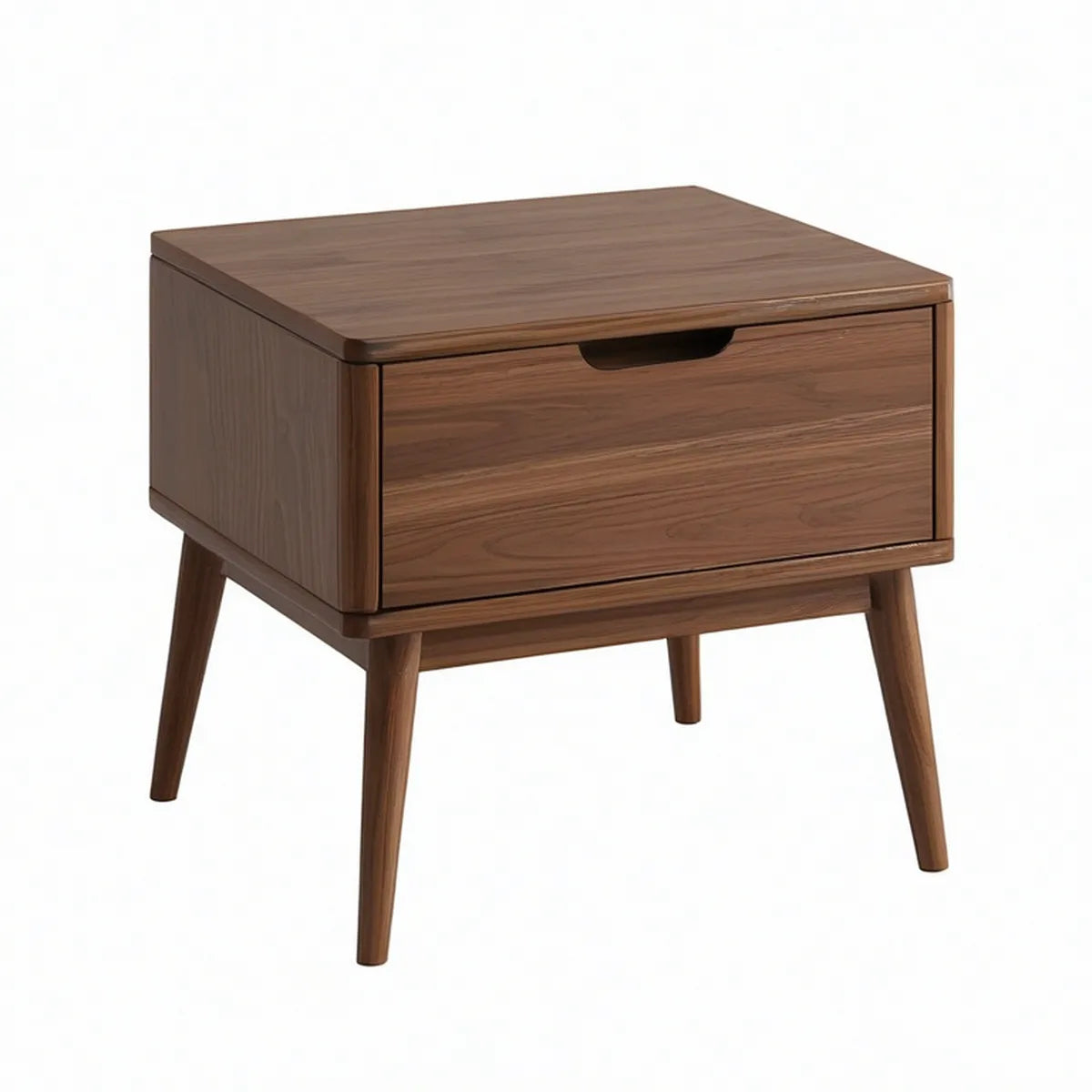 Mesa de Cabeceira Retangular com 1 Gaveta em MDF Folheado a Nogueira, Castanho Nogueira, 50 x 40 x 60 cm