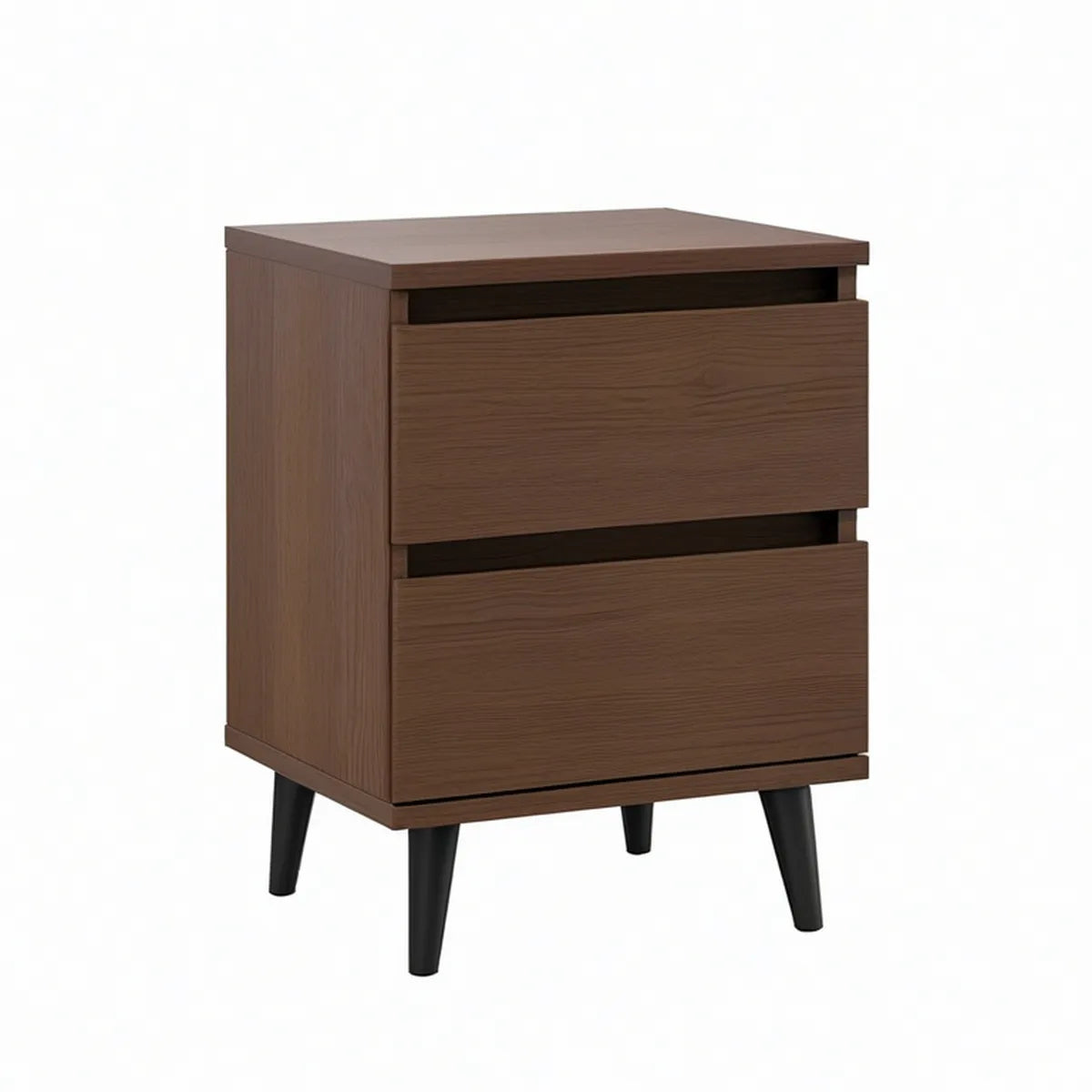 Mesa de Cabeceira com 2 Gavetas em MDF Castanho Escuro e Preto, 40 x 40 x 60 cm
