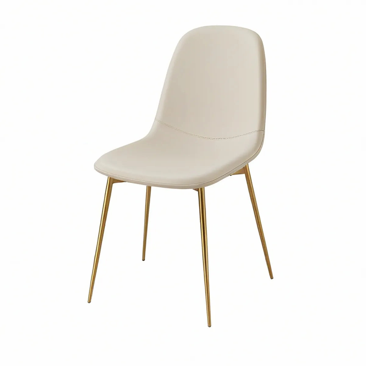 Cadeira de Jantar Estofada em Pele Sintética PU Bege com Pernas Douradas 45 x 54 x 88 cm