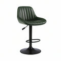 Banco de Bar Giratório com Braços em Pele Sintética Verde-Escura e Base Preta, 48 x 52 x 92-114 cm