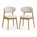 Conjunto de 2 Cadeiras Estofadas com Encosto Oval, Bege e Castanho-Claro, 50 x 55 x 78 cm